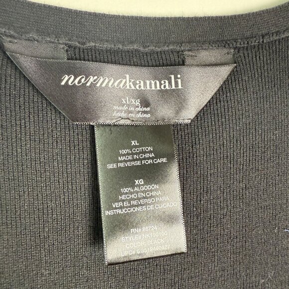 Norma Kamali Slouchy Knit Cardigan Sweater Vest 100% Cotton Black Size XL - Picture 2 of 4